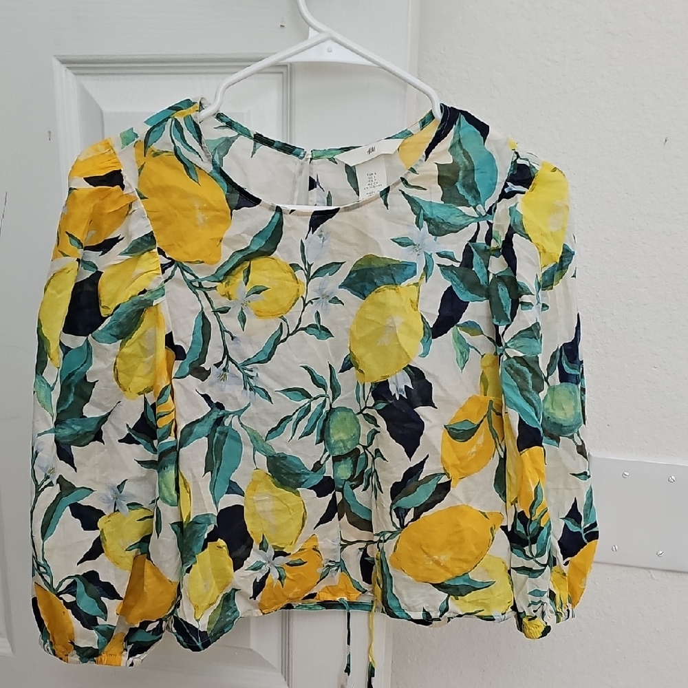 H&M Lemon Patterned Blouse - Yellow and Green